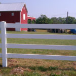 4 Board Vinyl Farm Fence and Red Barn