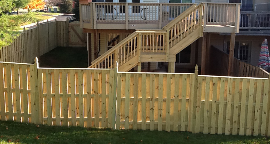 Board on Board Wood Fence and Deck