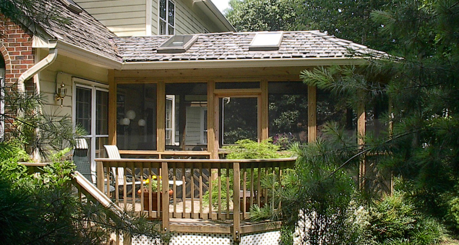Raised Wood Deck with Screened Porch