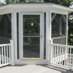 Gazebo with Shades on Windows and Door