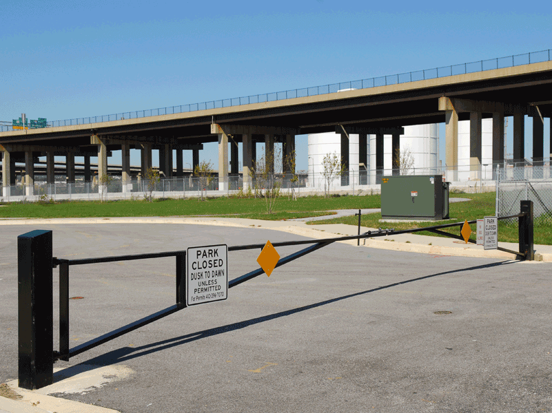 Parking Lot Gates Long Fence