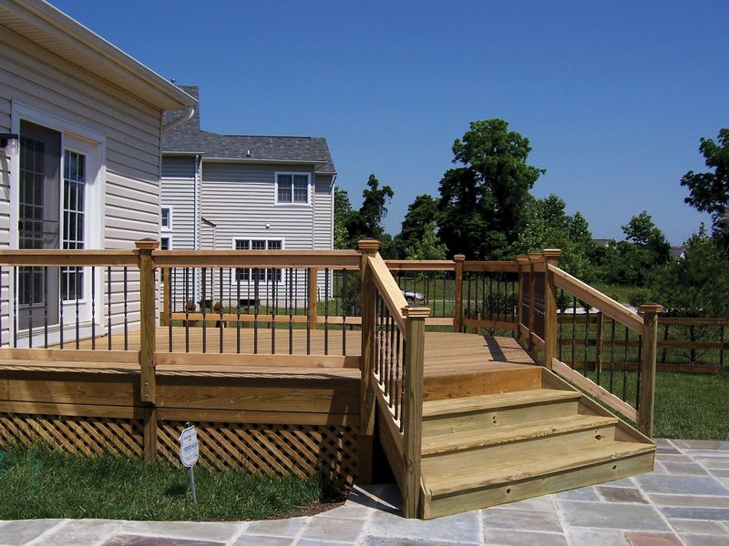 Raised Wood Deck with Stairs