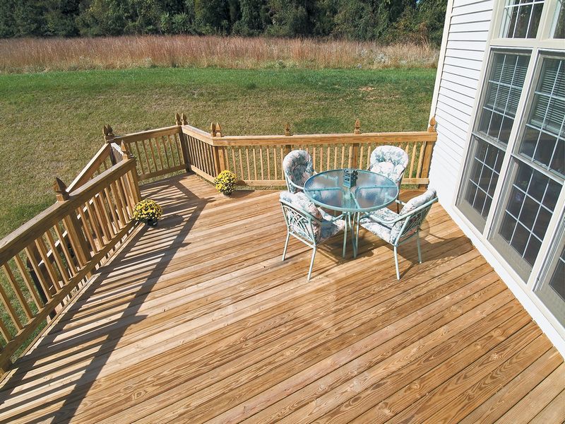 Raised Wood Deck with Stairs and Rail