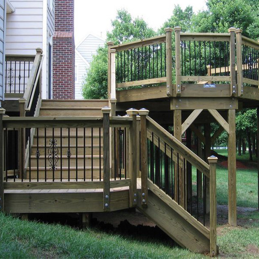 Wood Deck and Stairs with Railing